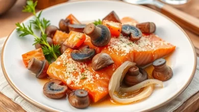 Photo of Жареный лосось с грибами и луком